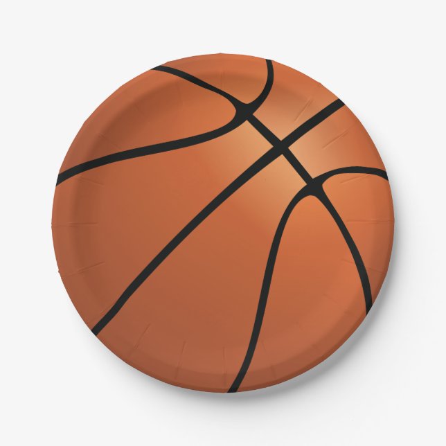 Plato De Papel Partido de Cumpleaños del Baloncesto Deportivo (Anverso)