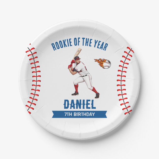 Plato De Papel Partido de Cumpleaños del Beisbol Rookie (Anverso)