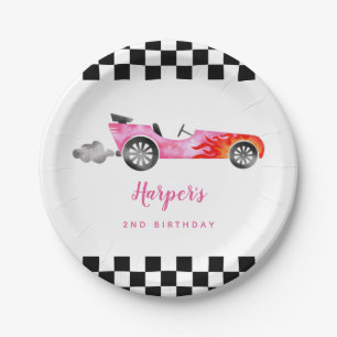 Plato De Papel Partido de cumpleaños del Chica de autos de raza 