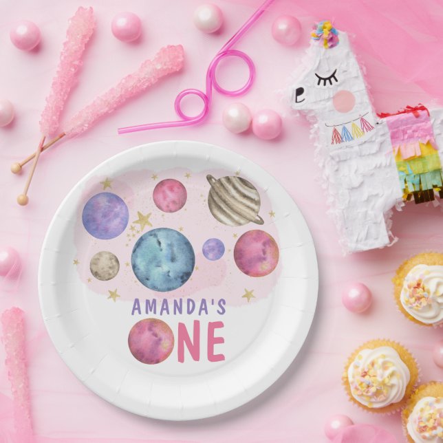 Plato De Papel Partido de Cumpleaños del Chica del Espacio Galaxy (Fiesta)
