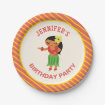 Partido de Cumpleaños del Chica Hula de Hawái Cute