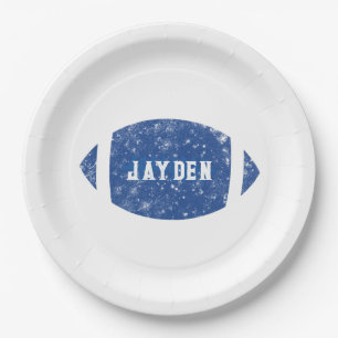 Plato De Papel Partido de Cumpleaños del Fútbol Azul
