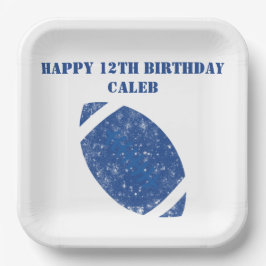 Plato De Papel Partido de Cumpleaños del Fútbol personalizado Bla