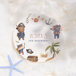 Plato De Papel Partido de cumpleaños del niño Pirata Animales