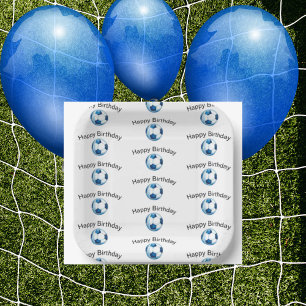 Plato De Papel Partido de cumpleaños del Personalizado Blue Socce
