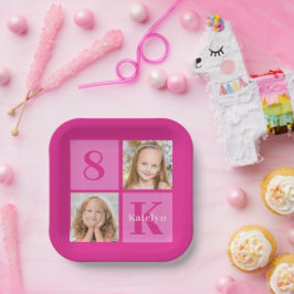 Plato De Papel Partido de cumpleaños del Personalizado de Collage