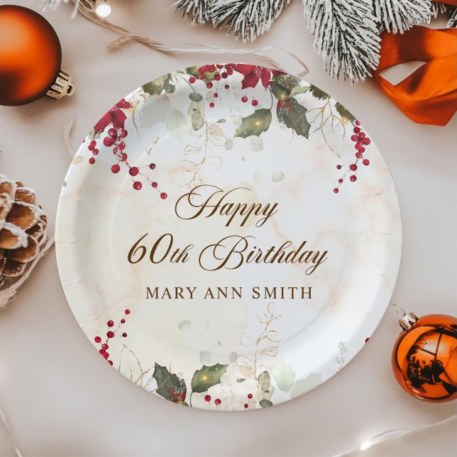 Plato De Papel Partido de cumpleaños floral de Poinsettia Roja na (Subido por el creador)