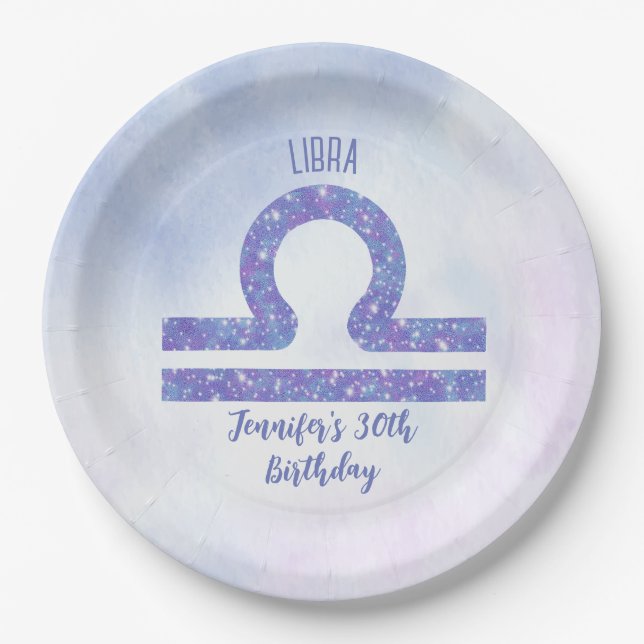 Plato De Papel Partido de cumpleaños púrpura del Personalizado de (Anverso)