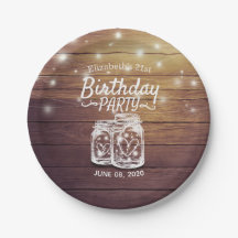 Partido de Cumpleaños Rustic Wood Mason Jar String