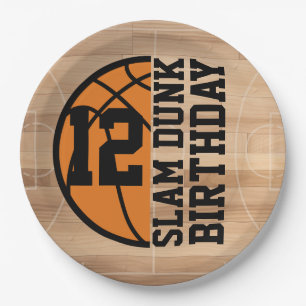 Plato De Papel Partido de cumpleaños Slam Dunk de Baloncesto