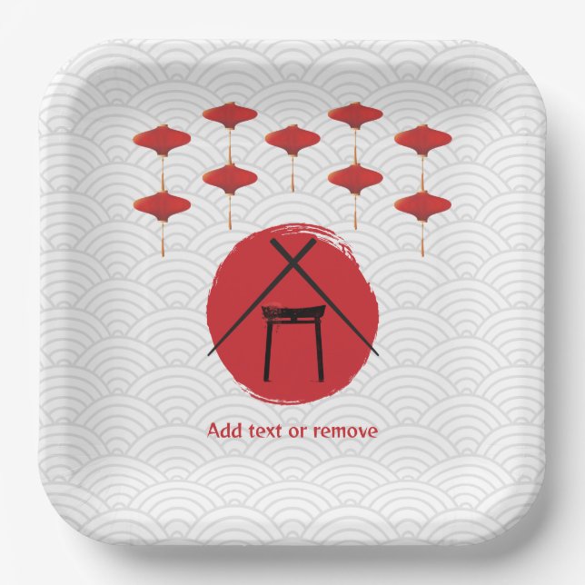 Plato De Papel Partido de cumpleaños temático de Hibachi Chef pri (Anverso)