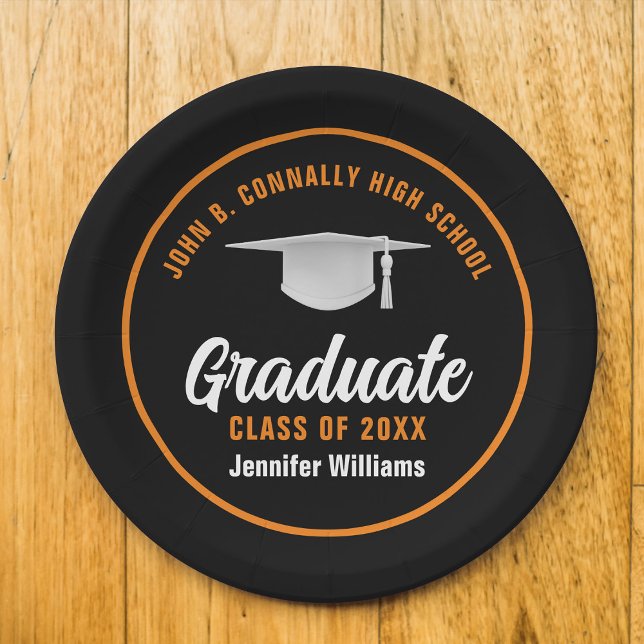 Plato De Papel Partido de Graduación 2025 del Personalizado negro (Subido por el creador)