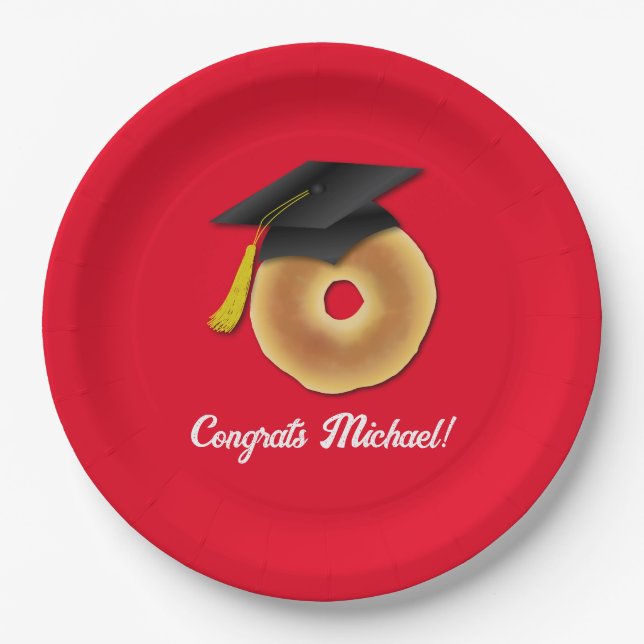 Plato De Papel Partido de Graduación Bagel Breakfast Brunch (Anverso)