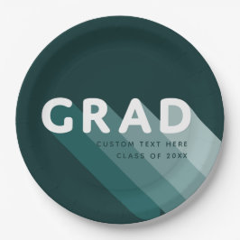 Plato De Papel Partido de Graduación Blanca Verde Retro Divertido