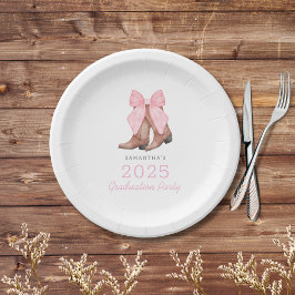 Plato De Papel Partido de Graduación Cute Pink Western Cowgirl 20