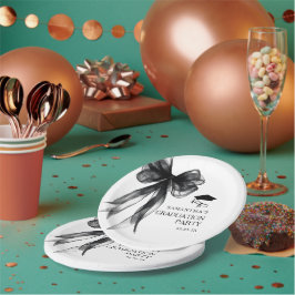 Plato De Papel Partido de Graduación de Black Bow Moderno