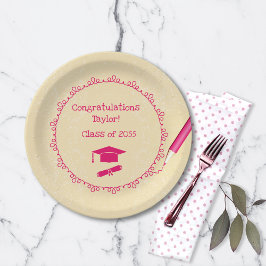 Plato De Papel Partido de Graduación de Chicas Cutos