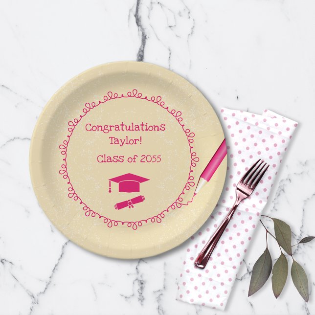 Plato De Papel Partido de Graduación de Chicas Cutos (Subido por el creador)