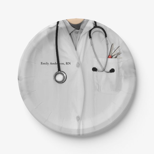 Plato De Papel Partido de Graduación de Enfermeras (Anverso)