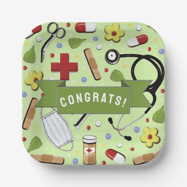 Plato De Papel Partido de Graduación de Escuela de Medicina (Anverso)