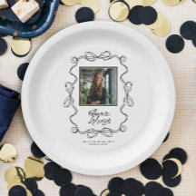 Partido de Graduación de Foto de Wavy Border Black