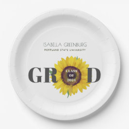 Plato De Papel Partido de Graduación de Girasol de moda