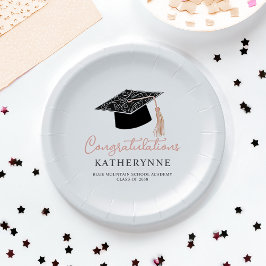 Plato De Papel Partido de Graduación de la Niña Moderna