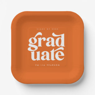 Plato De Papel Partido de Graduación de Naranja de Tipo Moderno N
