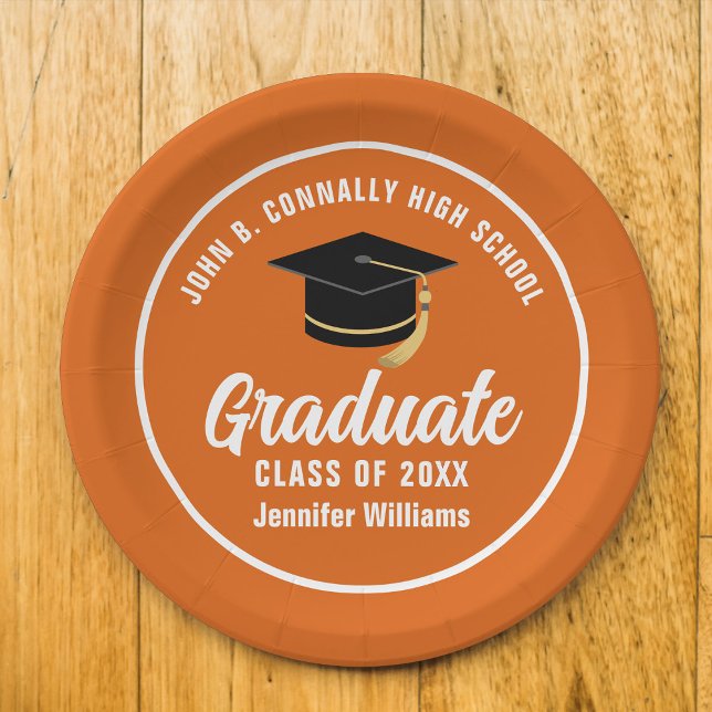 Plato De Papel Partido de Graduación de Personalizado naranja de  (Subido por el creador)