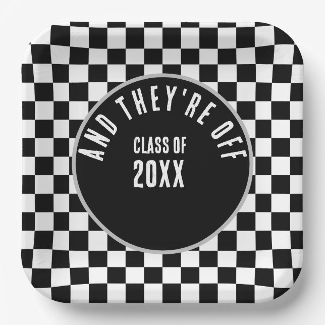 Plato De Papel Partido de Graduación de personalizado Negro (Anverso)