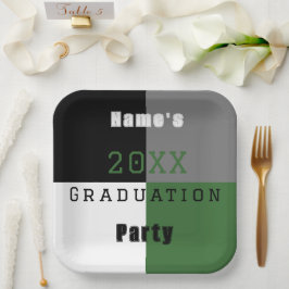 Plato De Papel Partido de graduación de personalizados blancos y 