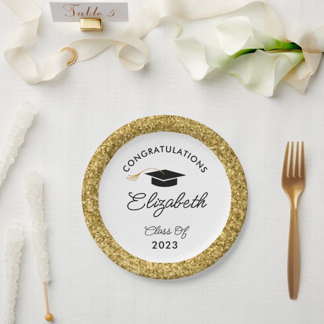 Plato De Papel Partido de Graduación de Personalizados de Purpuri (Boda)