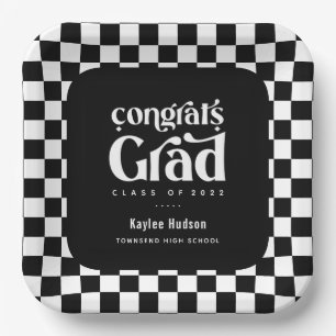 Plato De Papel Partido de Graduación de Tipo Retro