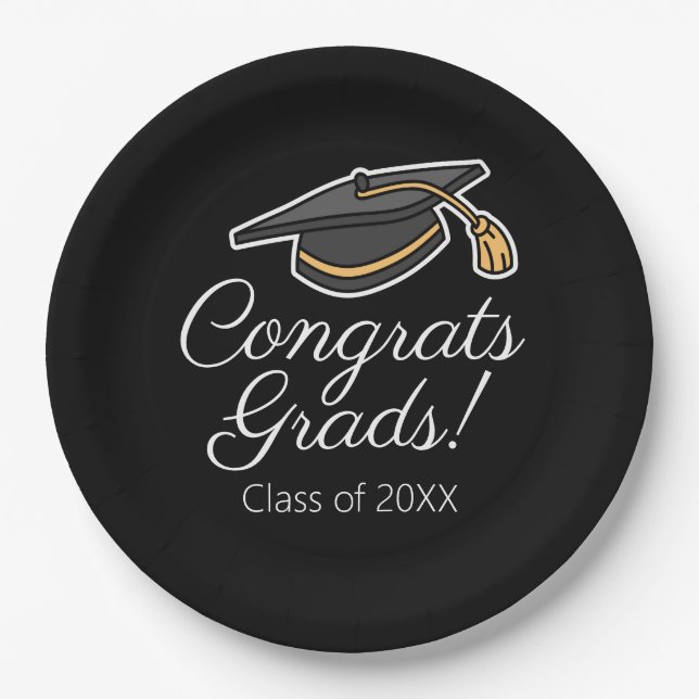 Plato De Papel Partido de Graduación - Decoraciones del año de cl (Anverso)