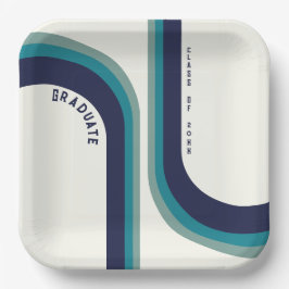 Plato De Papel Partido de Graduación del Arco Iris Retro