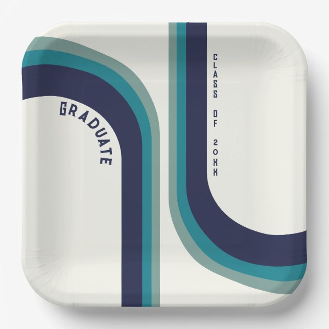 Plato De Papel Partido de Graduación del Arco Iris Retro (Anverso)