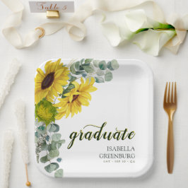Plato De Papel Partido de Graduación del Guión del Sol