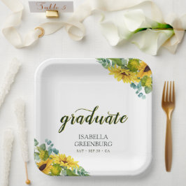 Plato De Papel Partido de Graduación del Guión del Sol