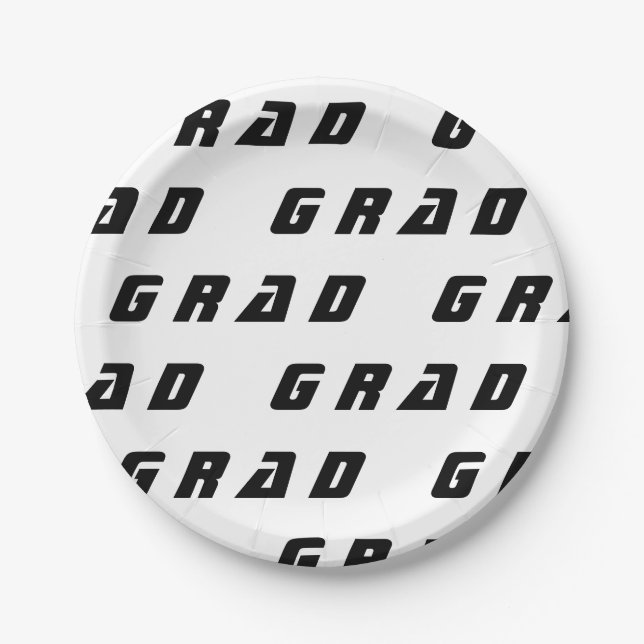 Plato De Papel Partido de Graduación en Blanco y Negro (Anverso)