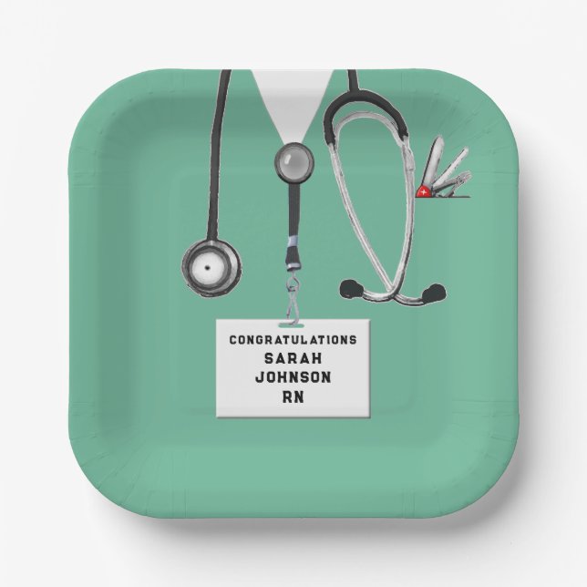 Plato De Papel Partido de Graduación Escolar de enfermería (Anverso)