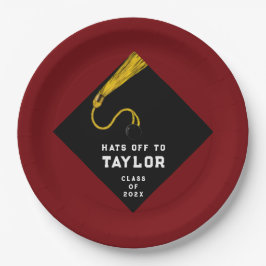 Plato De Papel Partido de Graduación Maroon 2025