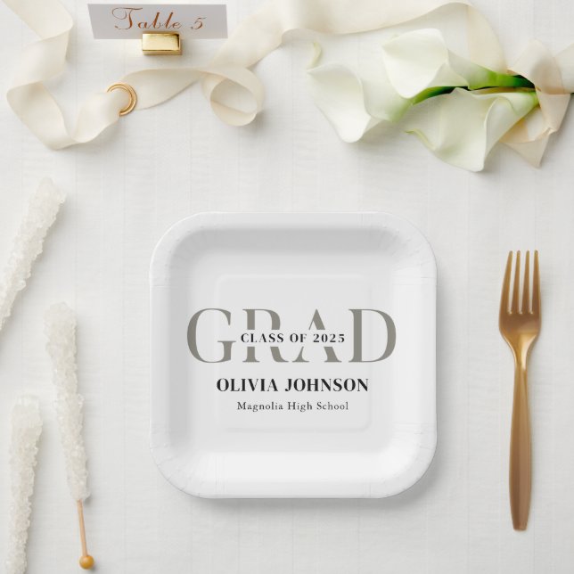 Plato De Papel Partido de Graduación Mínima (Boda)