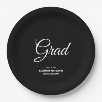 Plato De Papel Partido de Graduación Moderna Minimalista Negra