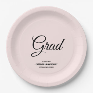 Plato De Papel Partido de Graduación Moderna Minimalista Rosa