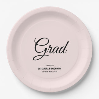 Plato De Papel Partido de Graduación Moderna Minimalista Rosa