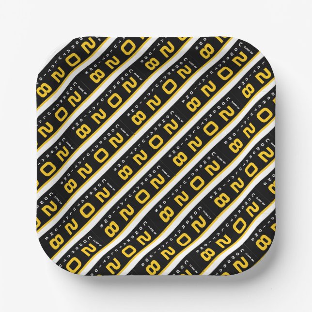 Plato De Papel Partido de Graduación Negra de Oro Moderno (Anverso)