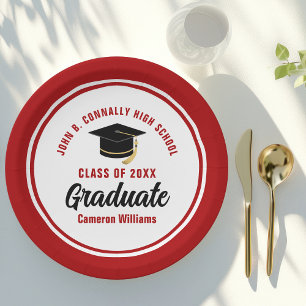 Plato De Papel Partido de Graduación Personalizada de Graduado Ro