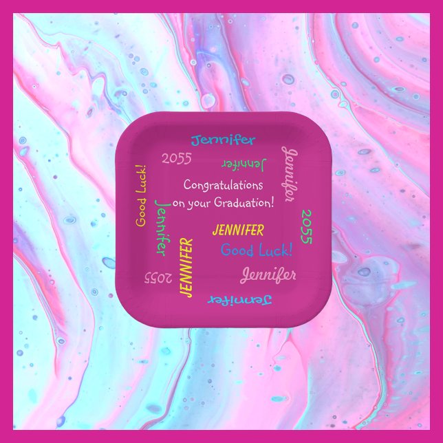 Plato De Papel Partido de Graduación Repetir Nombres DIVERTIR Ros (Subido por el creador)