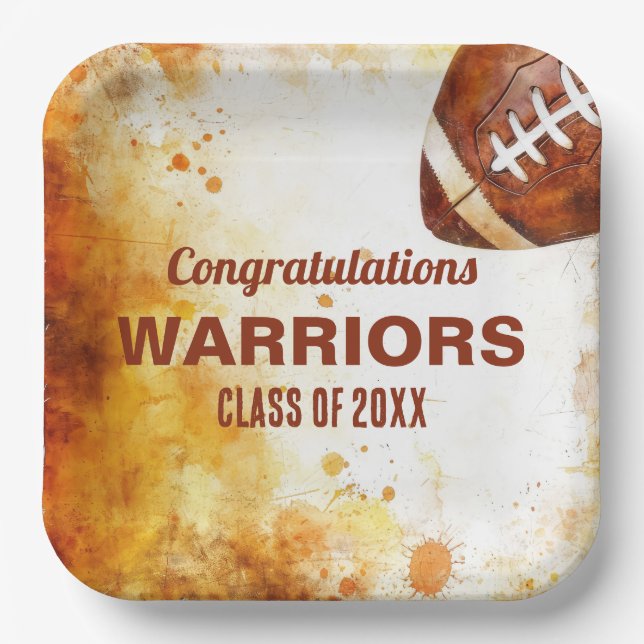 Plato De Papel Partido de Graduación Temático del Fútbol (Anverso)