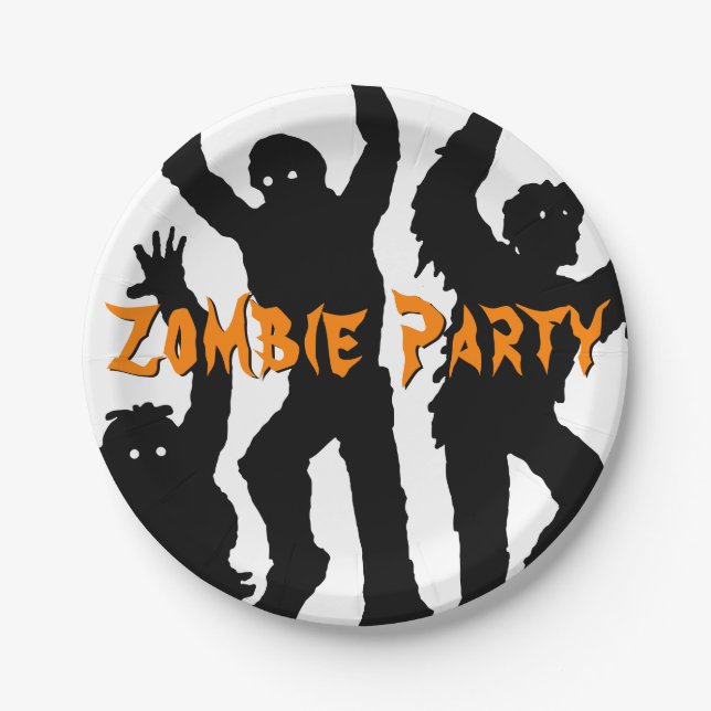Plato De Papel Partido de Halloween Fiesta Zombie (Anverso)